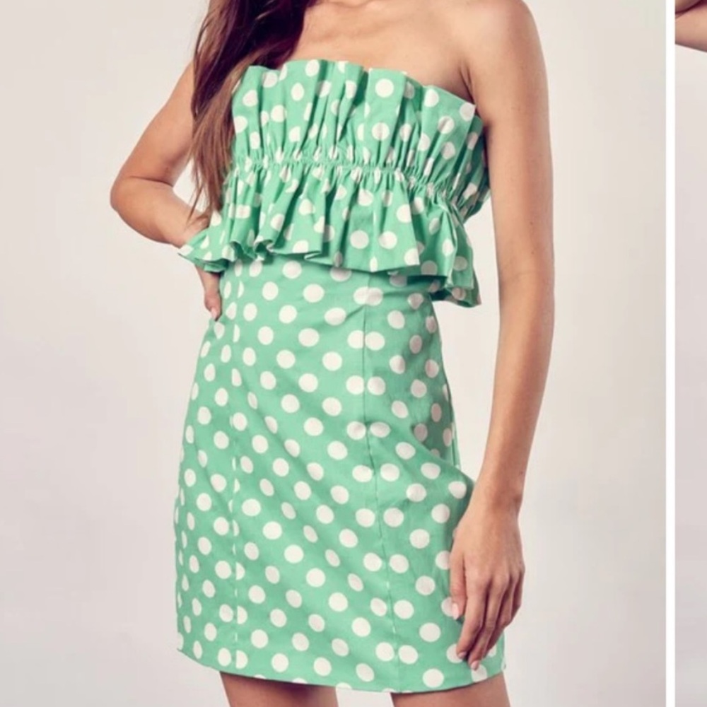 Do + Be Green Polka Dot Dress Small
